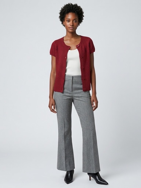 LOFT Sweaters - LOFT Cranberry Knit Cardigan Oversized Buttons Cap Sleeves Size Small